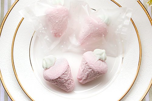 幸福朵朵 婚禮小物 花束禮物 點點磨砂袋裝－義大利草莓棉花糖單入 創意糖果 情人節 婚禮 聖誕