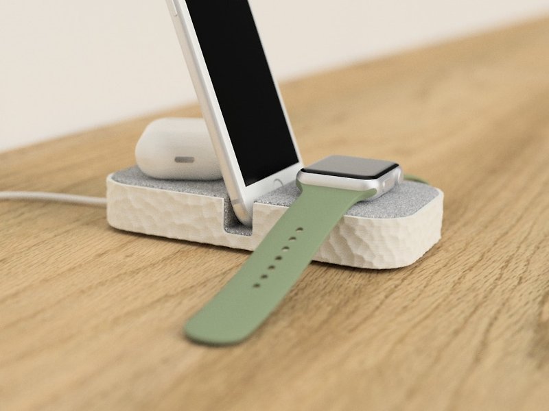 docking station, apple watch holder, apple watch stand, iphone stand - 手機/平板支架 - 塑膠 白色
