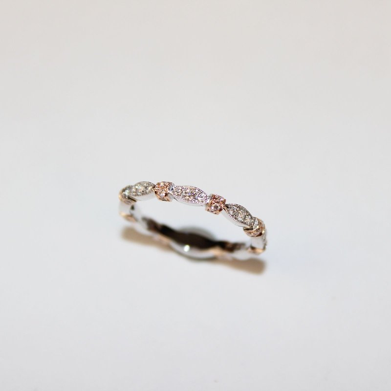 [Velvet Cloud] 18K Rose Gold x white gold piping cloud 0.16 carat diamond wire ring - General Rings - Precious Metals Silver