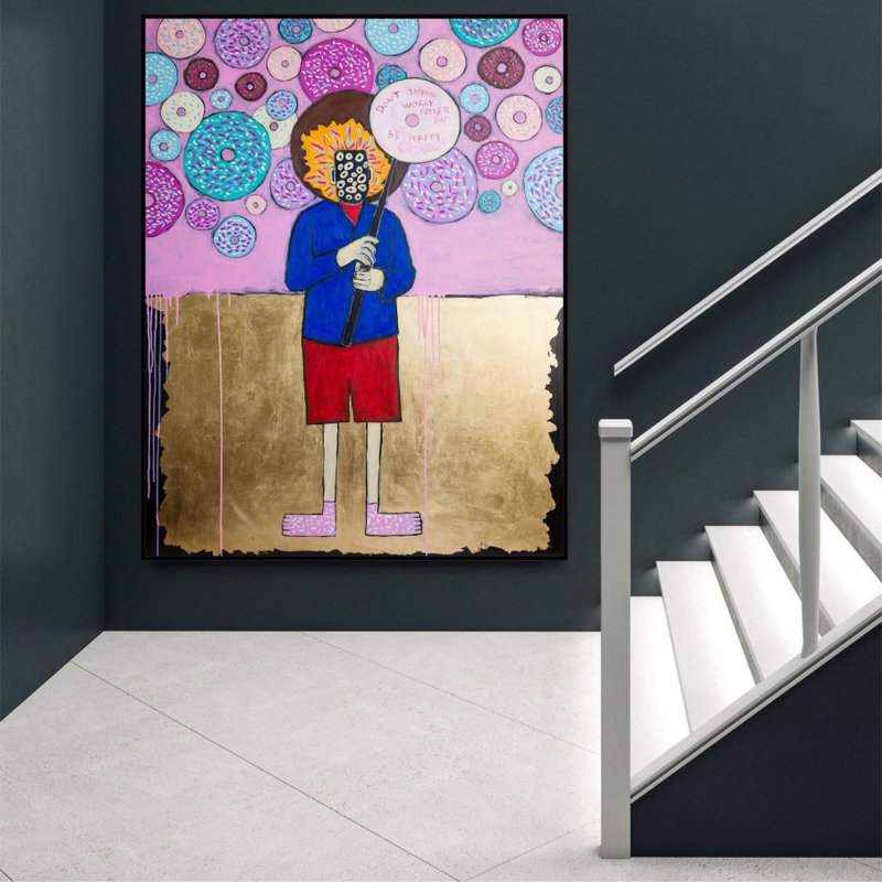 Abstract Man Colorful Custom Oil Painting Original Modern Urban Style Wall Art - 壁貼/牆壁裝飾 - 壓克力 多色