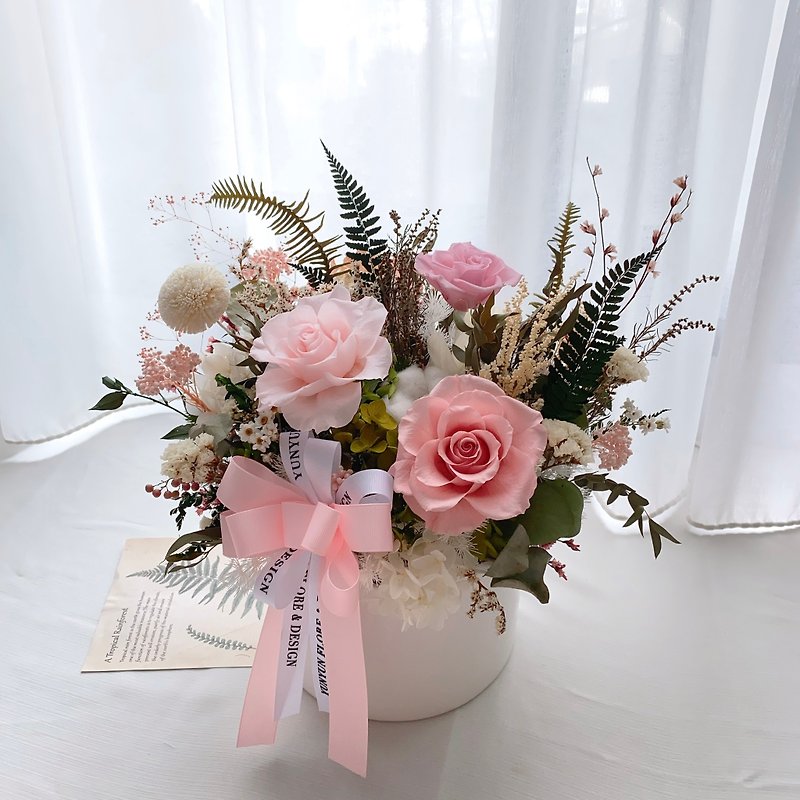 YUNYUN【Extra Large Potted Flower】Eternal Dry Celebration Potted Flower/Limited to Hsinchu County and City - Dried Flowers & Bouquets - Plants & Flowers Pink
