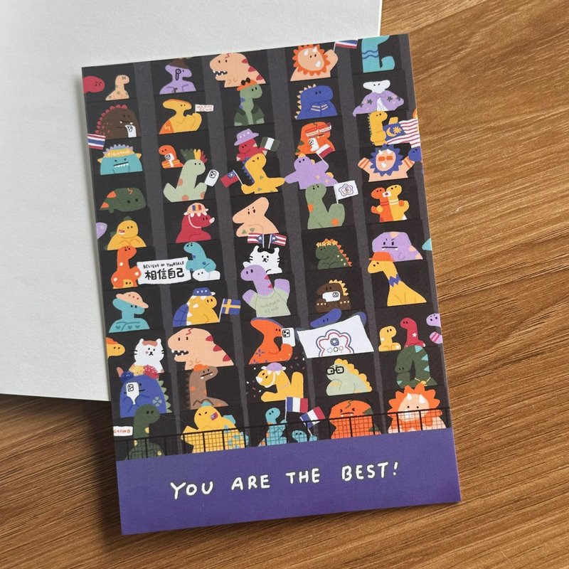 YOU ARE THE BEST Dinosaur Postcard - การ์ด/โปสการ์ด - กระดาษ หลากหลายสี