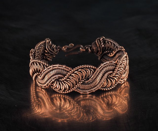 Woven copper wire bracelet Antique style handcrafted copper jewelry Unique  gift - Shop Wire Wrap Art Bracelets - Pinkoi