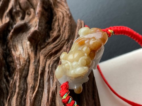 淳玉晶品坊 快速出貨 免費開光 天然A貨緬甸玉翡翠招財貔貅手鍊 黃翡 蜜糖黃