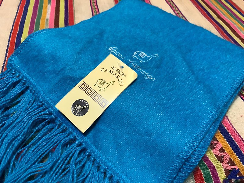 Alpaca wool hand-brushed scarf-sky blue - ผ้าพันคอ - ขนแกะ สีน้ำเงิน