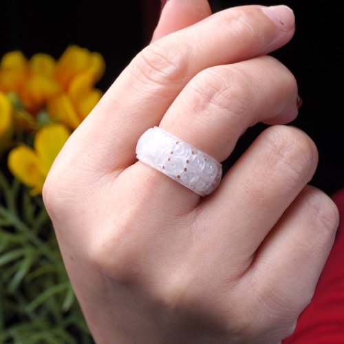 瓔珞珠寶盒 E.L.Jewelry Box 冰種翡翠雕花玉戒戒指 | 天然緬甸玉A貨翡翠 | 送禮