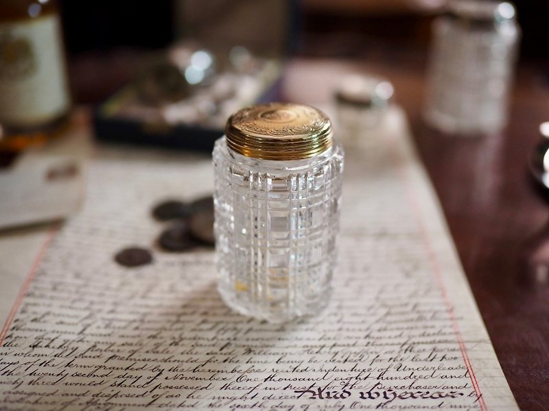 British sterling silver crystal jar - ของวางตกแต่ง - เงินแท้ สีเงิน