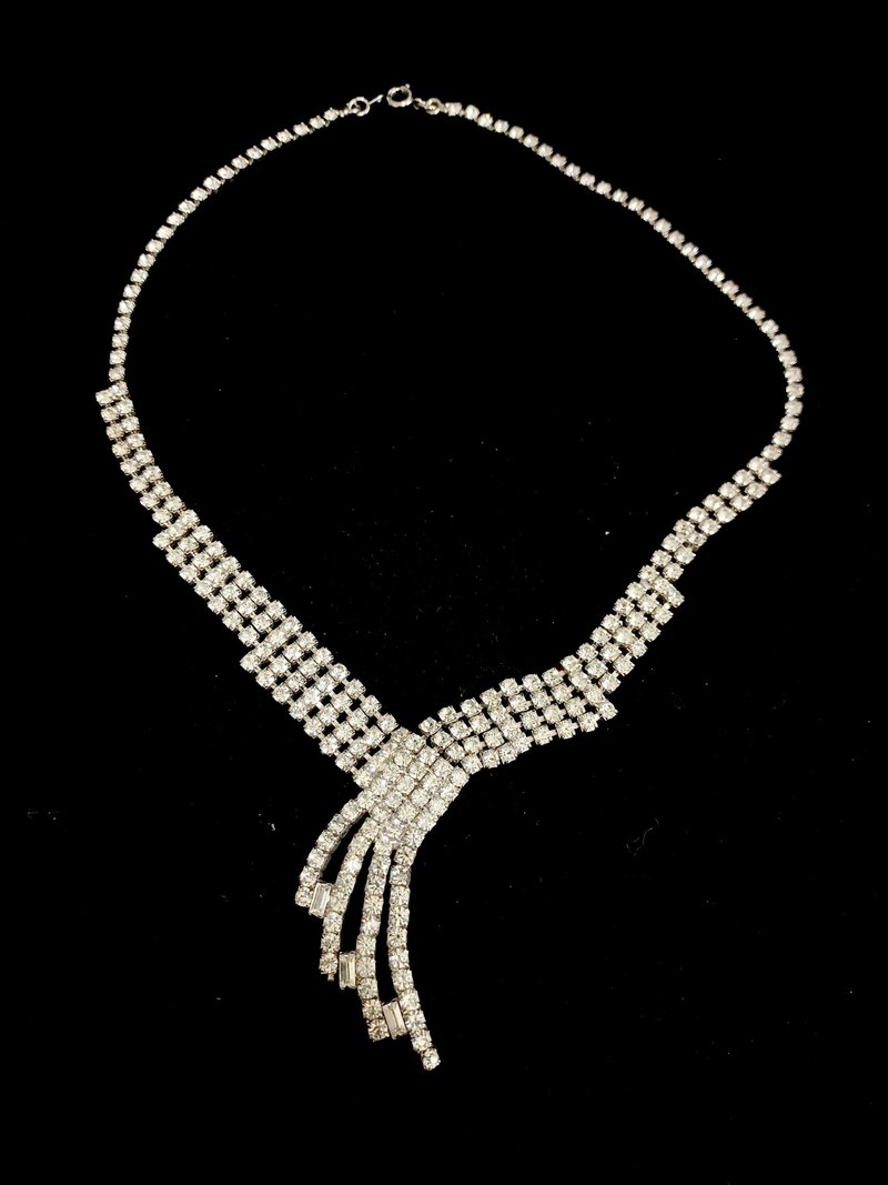 vintage jewelry  華麗璀璨萊茵水鑽流蘇 項鍊 - 項鍊 - 其他金屬 