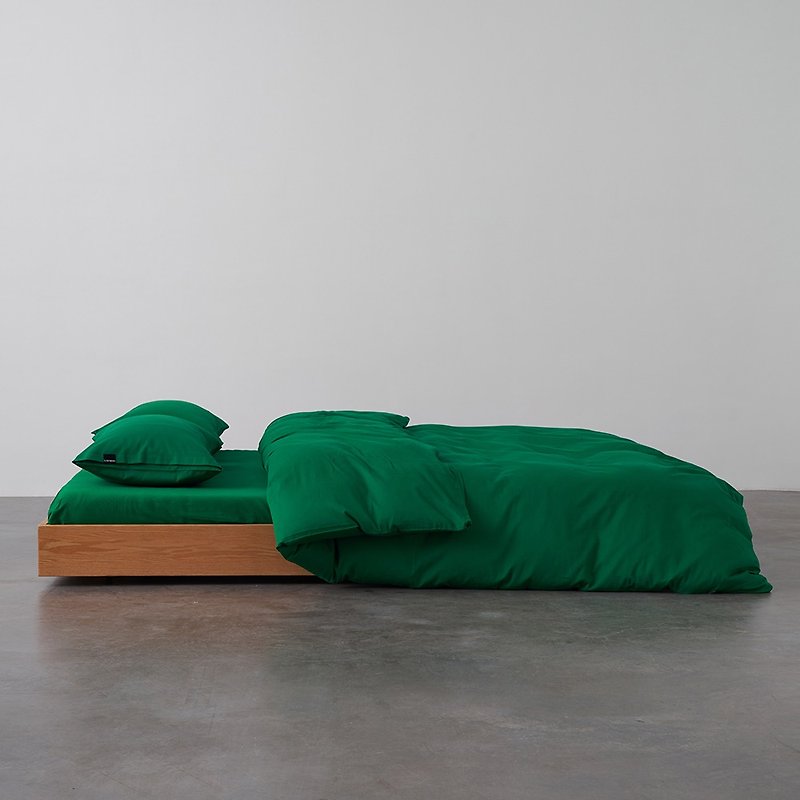 Emerald 60-count soft skin-friendly pure cotton bed sheet pillowcase quilt cover double bed four-piece set - เครื่องนอน - ผ้าฝ้าย/ผ้าลินิน สีเขียว