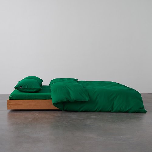 LEIWAI 類外 祖母綠60支柔軟親膚純棉床包床單枕頭套被套雙人床四件套