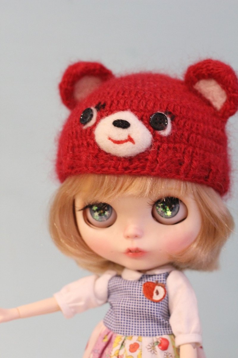 Blythe large cloth size hand-woven kyoro ice bear baby hat - Hats & Caps - Wool Multicolor