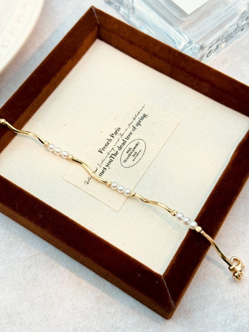 月光小徑 / 手作天然石珍珠飾品 - 手鍊/手環 - 銅/黃銅 