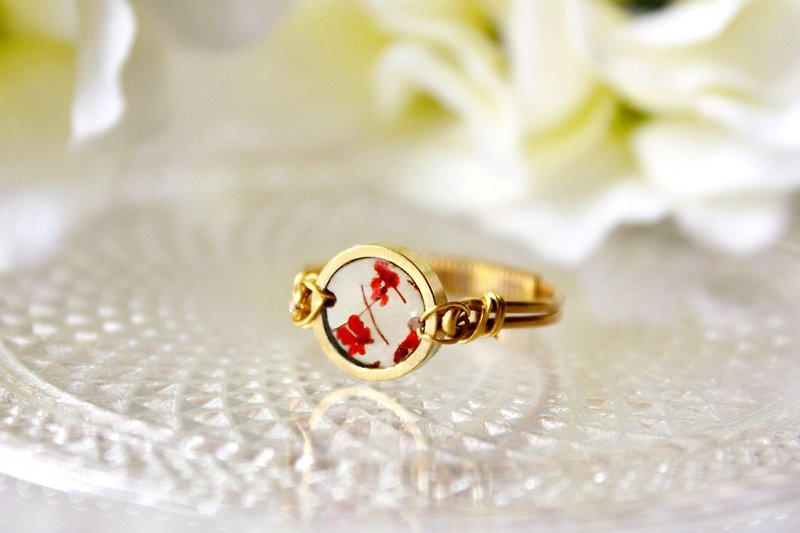 ALOTSS / ring / red / Boho Jewelry, Bohemian Ring, Cool Ring, cute jewelry, uniq - แหวนทั่วไป - พืช/ดอกไม้ สีแดง