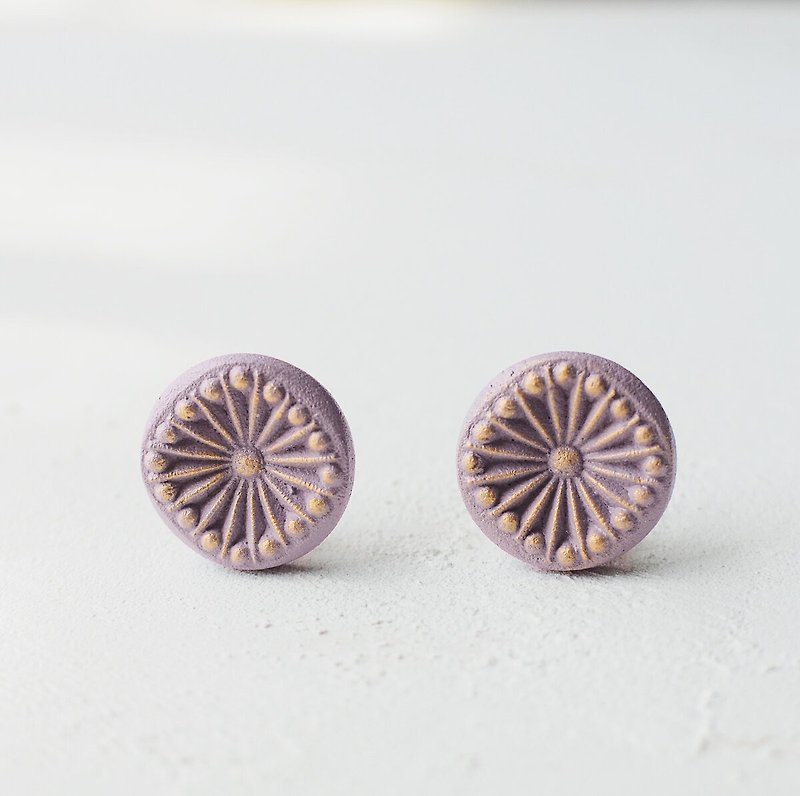 Oven clay earrings, Kalmia, Purple - Earrings & Clip-ons - Pottery Purple