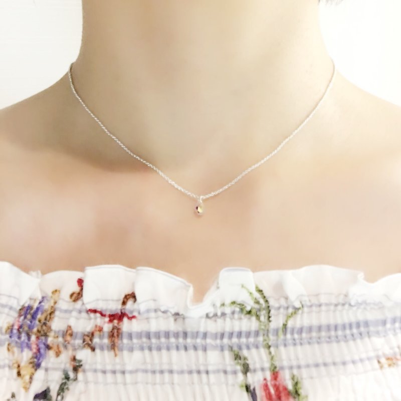 Small raindrops sterling silver necklace gleaming transparent clavicle chain electroless anti-allergy attached silver polishing cloth - Collar Necklaces - Other Metals Transparent