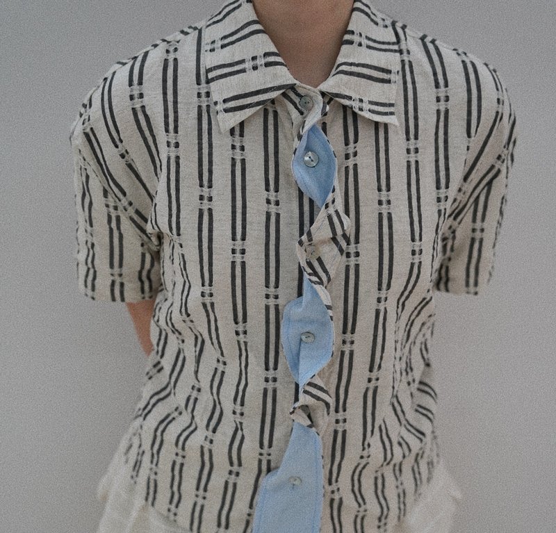 【海浪領帶/造型】古典復古風/手工可拆卸襯衫/半裙 - 女襯衫 - 棉．麻 白色