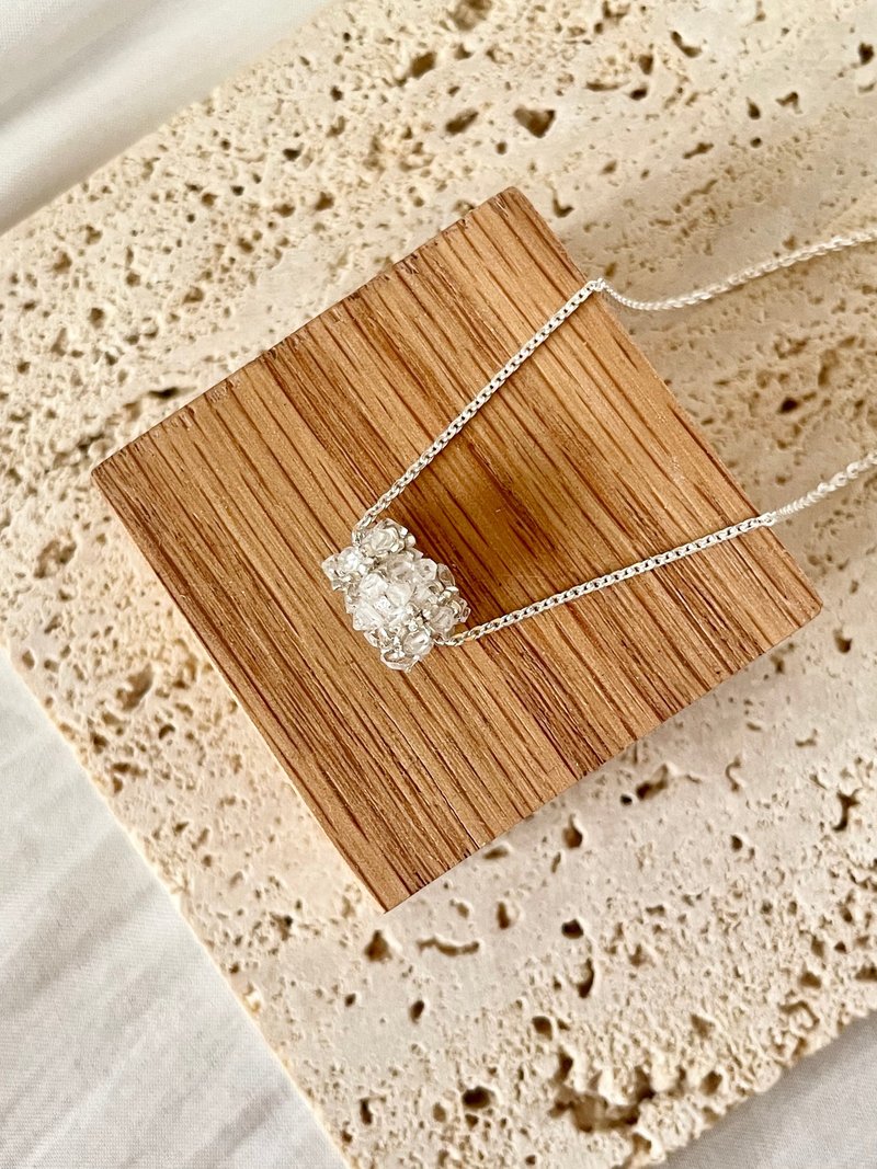 Necklace • Herkimon's Wheel • 925 Sterling Silver, Healing Stone, Herkimon Diamonds - Necklaces - Crystal Transparent