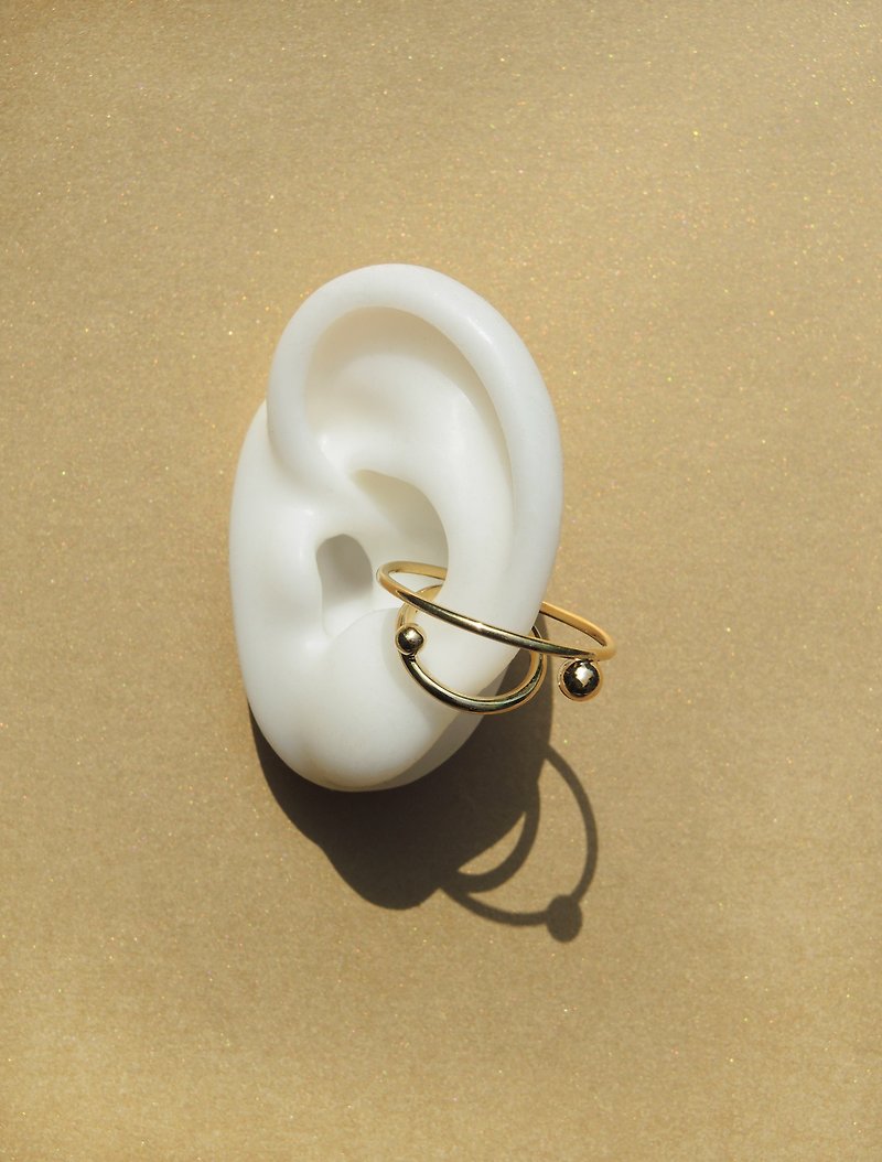 軌道耳扣 - 耳環/耳夾 - 純銀 金色