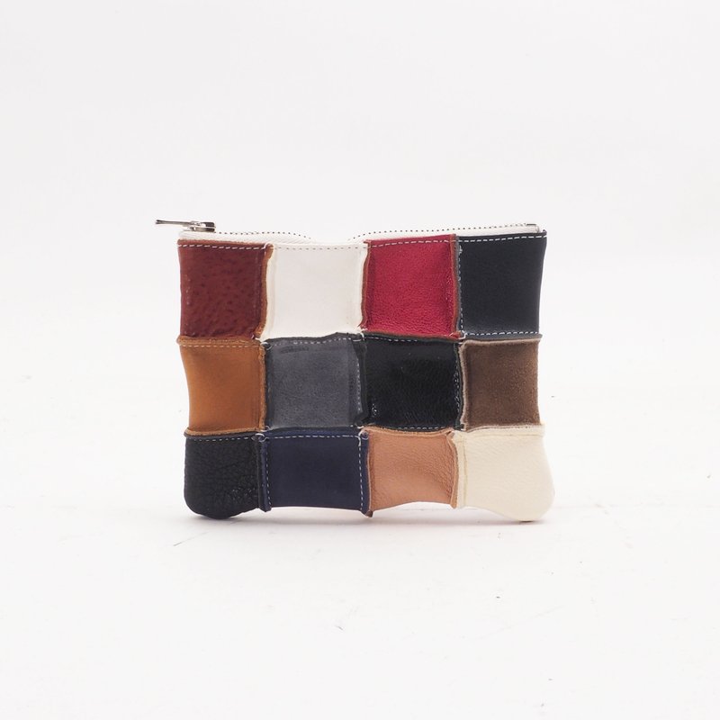 random leather mini wallet (multi color) - Toiletry Bags & Pouches - Genuine Leather Multicolor