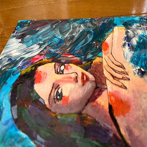 深海　アクリル画　原画 おしゃれなアクリル画 深海 美しい女性 B5サイズ アート
