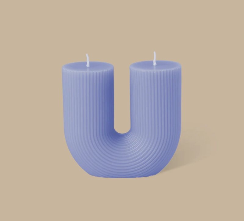 Curl Curl U-shaped pillar candle lavender - ของวางตกแต่ง - ขี้ผึ้ง สีม่วง