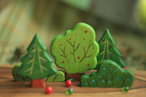 Oshkin _Wooden_Craft Wooden TreesToy set. Wooden fairytale toys.