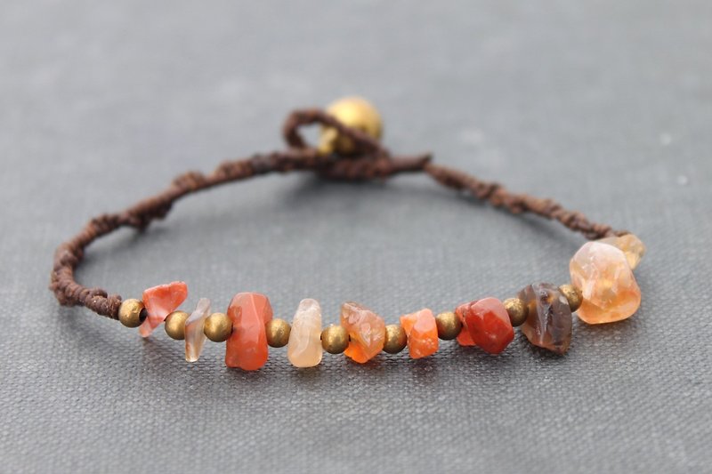 珠子編織手鍊紅寶石簡單的石頭 - 手鍊/手環 - 石頭 橘色