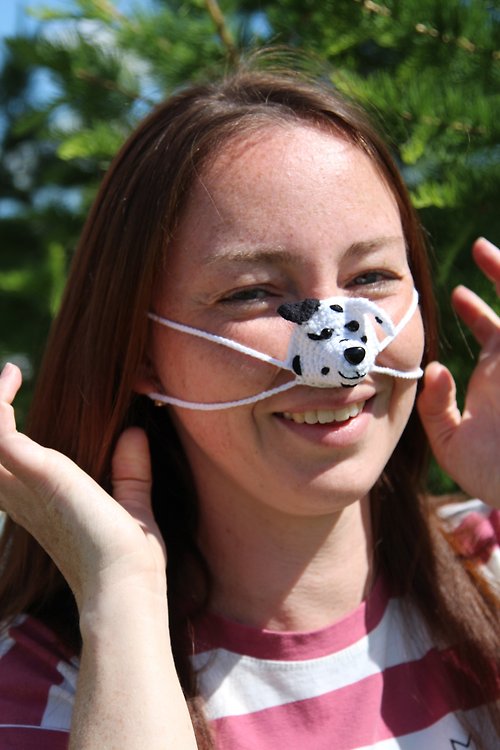 HappyEcoGifts Nose warmer dalmatian is the best Dog lover gift. Fun friend gift.
