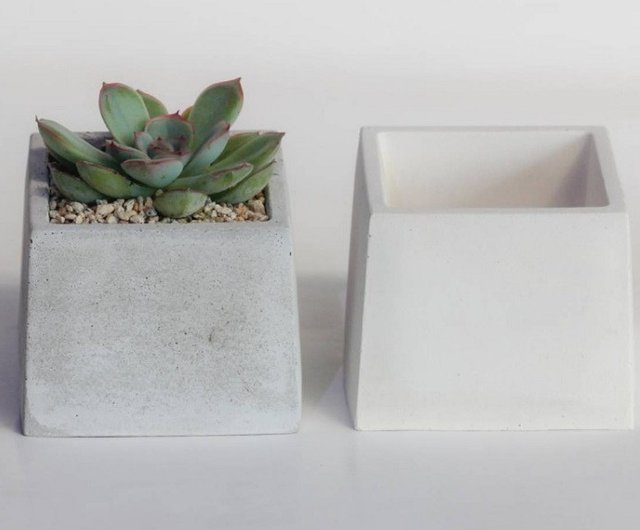 セメントポット コンクリート グレー角型植木鉢2個セット セメントポット コンクリート グレー角型植木鉢2個セット 植木鉢