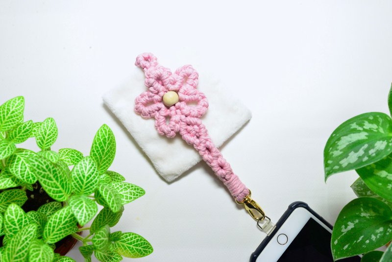 編織立體花手機掛繩DIY材料包 - 編織/刺繡/羊毛氈/縫紉 - 棉．麻 