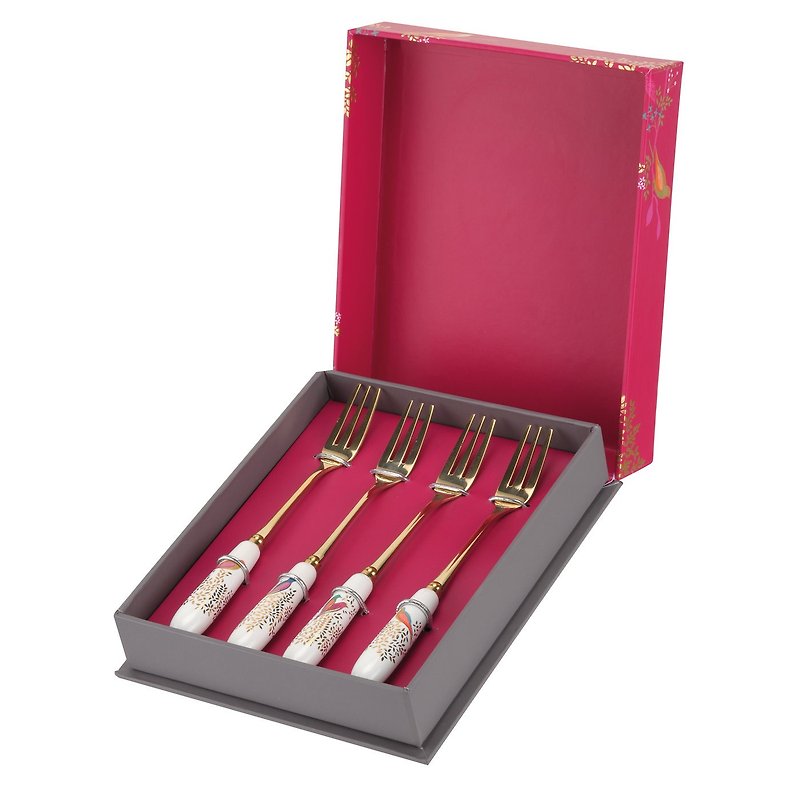 Sara Miller London for Portmeirion Chelsea Collection Pastry Forks Set of 4 - Cutlery & Flatware - Stainless Steel Gold