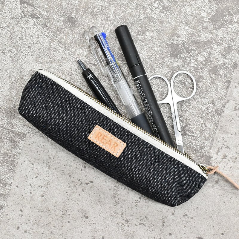 Okayama denim pen case Tochigi leather pencil case stationery cowhide genuine leather made in Japan REK003 - กระเป๋าเครื่องสำอาง - หนังแท้ สีน้ำเงิน