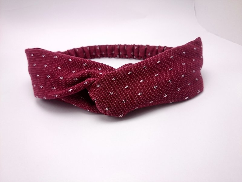 Burgundy embroidery cross elastic hairband hairband*SK* - Headbands - Thread Red
