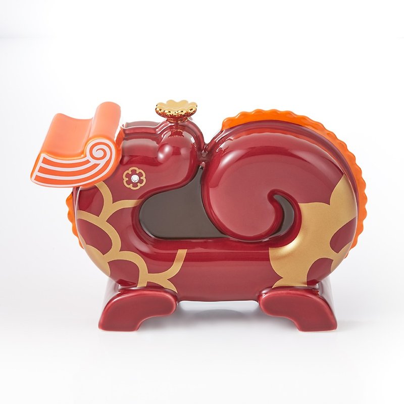 Dragonic Dynamism /Year of Dragon Coinbank - Items for Display - Porcelain Red