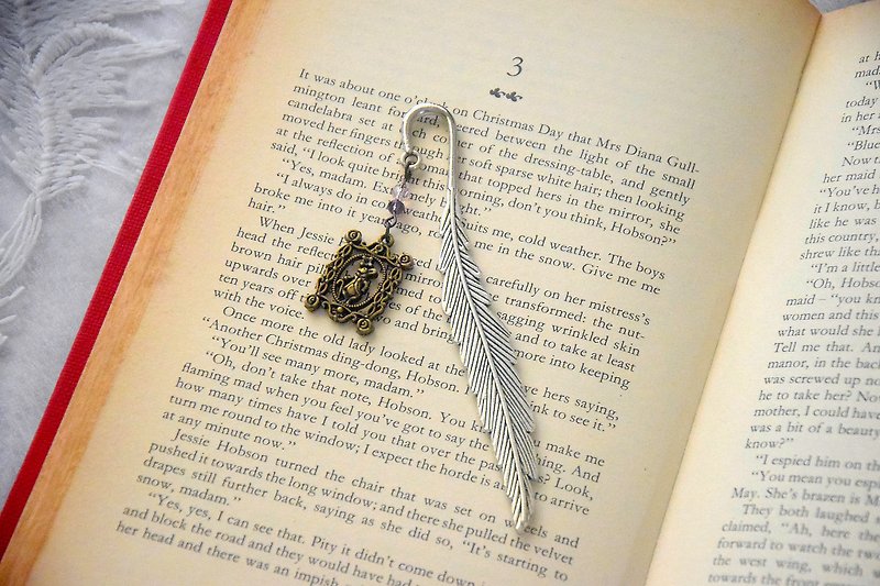 Vintage Rabbit Silver Feather Bookmark - ที่คั่นหนังสือ - โลหะ 