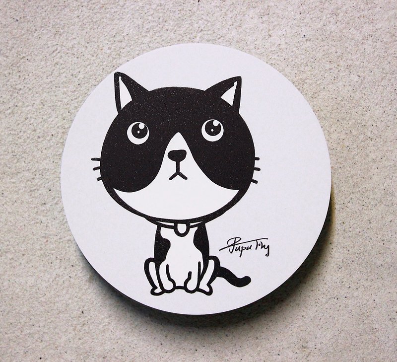 "Meow Star Mercedes cat" / original illustrations - absorbent ceramic coasters / Flies Planet / Hands Bazaar / - Coasters - Paper 