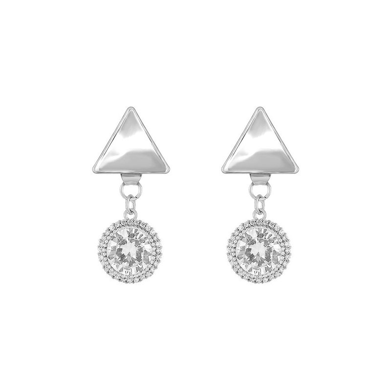 Light triangle / shimmer triangle crystal earring earrings Swarovski crystal - Earrings & Clip-ons - Crystal Silver