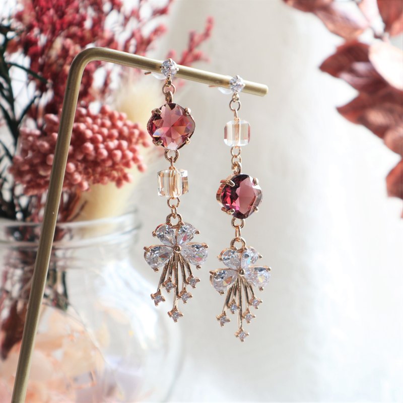 【田園 l 甜美系列】花花世界 Wearable flower 防敏感耳環 - 耳環/耳夾/耳骨夾 - 其他金屬 金色