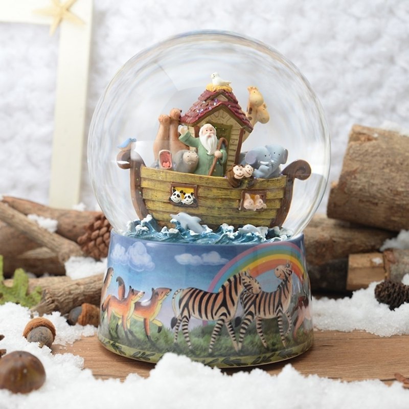 Noah's Ark Christmas Gift Exchange Gift Christmas Crystal Ball Music Box - ของวางตกแต่ง - แก้ว 