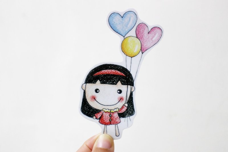 Waterproof sticker (large)_girl balloon - สติกเกอร์ - วัสดุกันนำ้ 