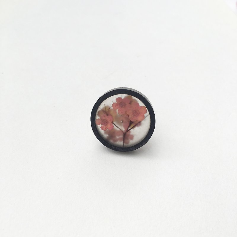 Autumn sunset _ No. 01 _ 02 _ original plum unique transparent resin _ _ flowers _ ebony wood ring 925 Silver adjustable ring care - General Rings - Wood 
