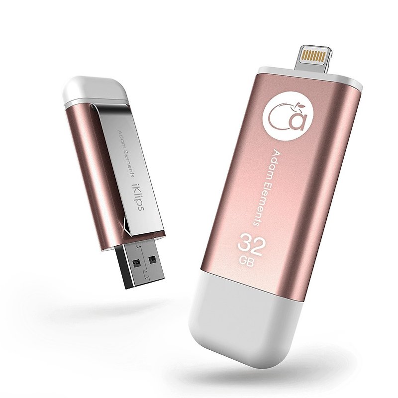 【T welfare】 iKlips Apple iOS speed two-way flash drive 32GB rose gold 4714781444170 - USB Flash Drives - Other Metals Pink