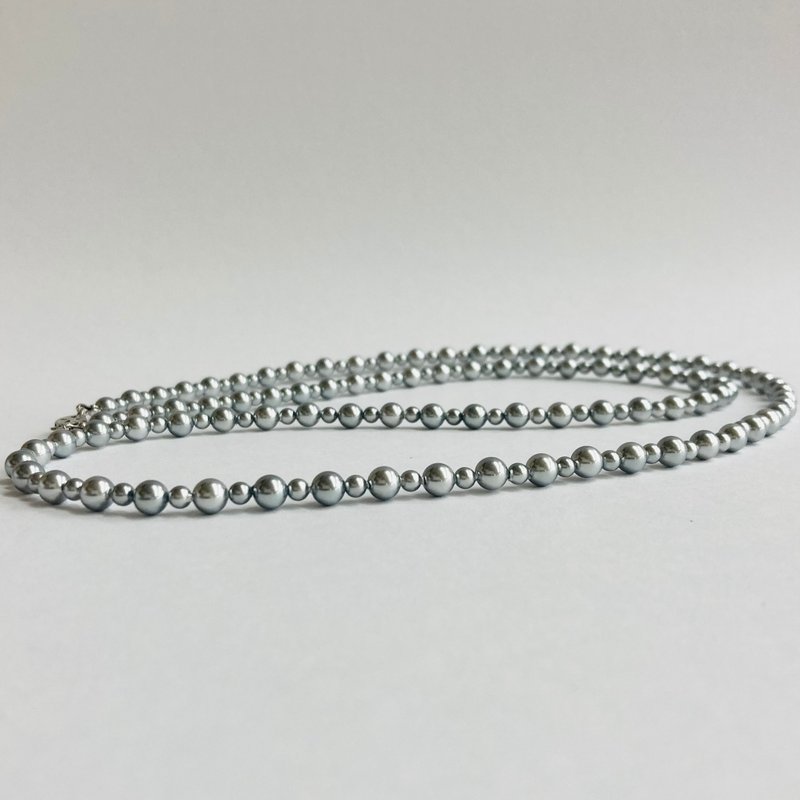 貝パールコンビオペラネックレス/5mm約80cm/グレー/R/made in japan - 項鍊 - 貝殼 灰色