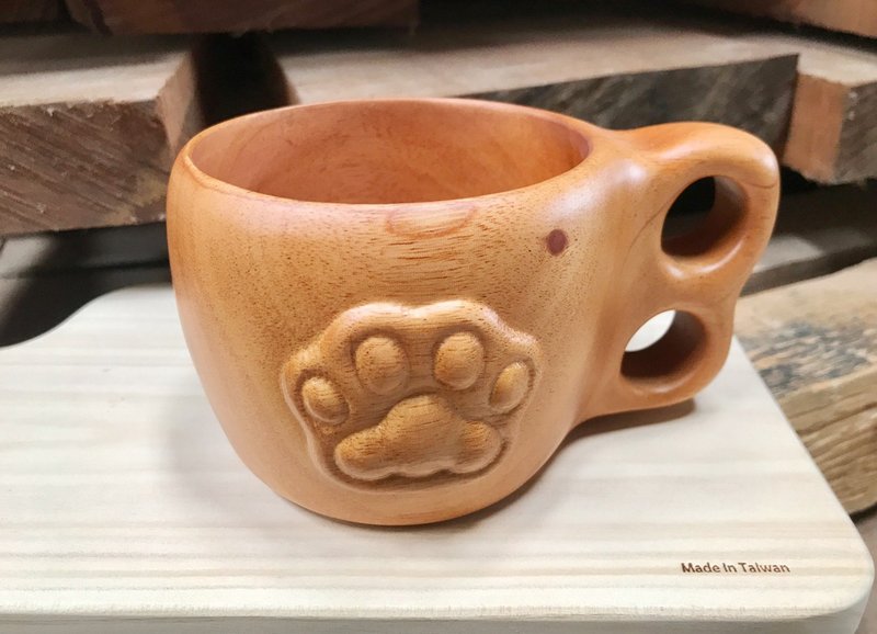 Log cat footprint coffee mug - แก้ว - ไม้ สีนำ้ตาล