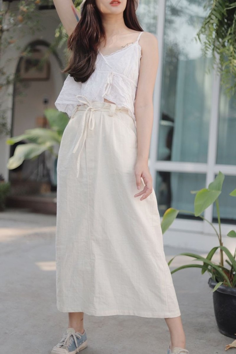 米色喇叭裙，韓式，柔軟棉質。 - 裙子/長裙 - 棉．麻 