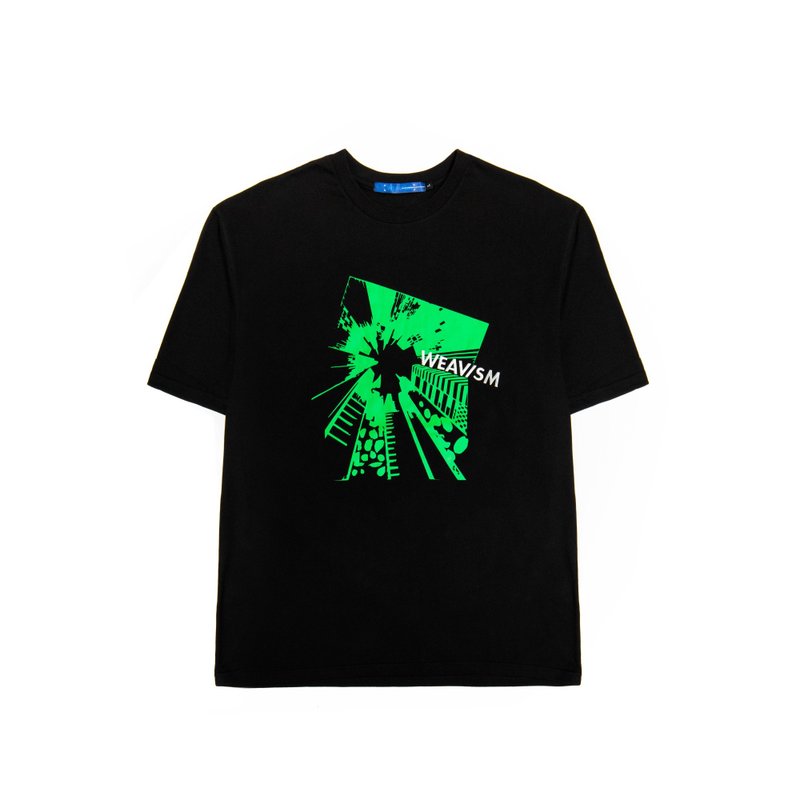 蟲視角刺繡印花寬鬆Tee- 黑 - 男 T 恤 - 棉．麻 