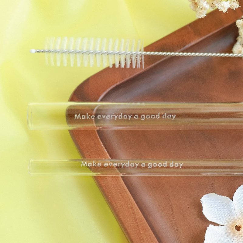 Good day-a small change in the glass straw set-every day is a good day - Reusable Straws - Glass Transparent