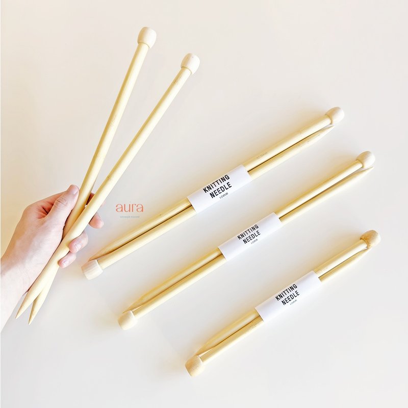 [Bamboo Stick Needle 10, 12mm] Natural Handmade Knitting Tools Multi-Size Single Point Macrame DIY - Knitting, Embroidery, Felted Wool & Sewing - Bamboo Orange