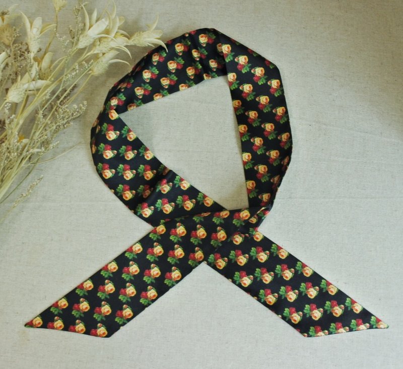 Birdddland原創仿1950年代復古玫瑰黑色髮帶 小領帶 swing 禮物 - 髮箍/髮帶 - 聚酯纖維 黑色