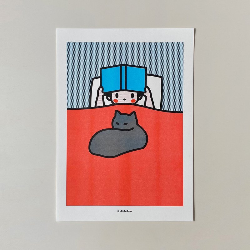 Risograph wall decor illust poster(A3) - โปสเตอร์ - กระดาษ 